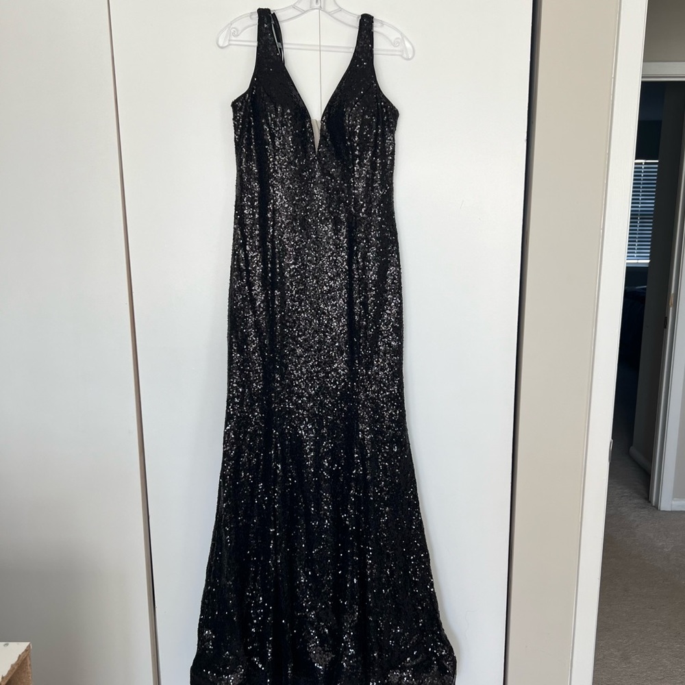 Mori Lee Low-Back Sequin Gown